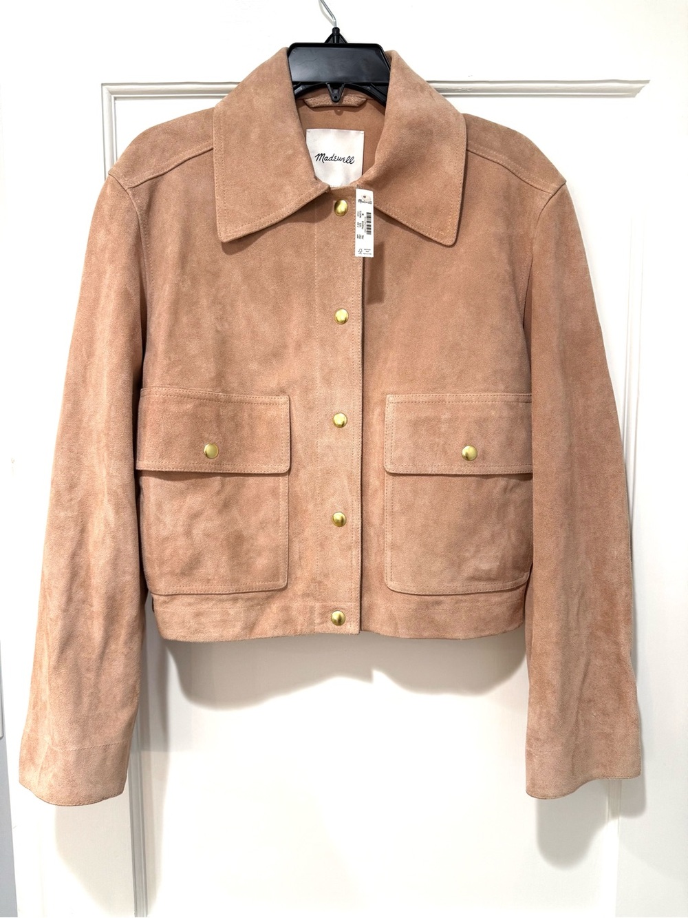 NWT Madewell Crop Chore Suede Jacket in Suede Pale Blush in Size Medium - Picture 7 of 9